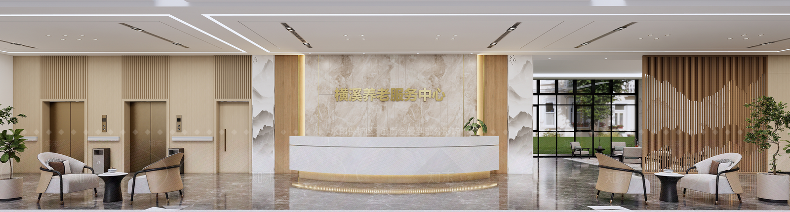 现代养老院大厅SU模型下载【ID:1152927512】