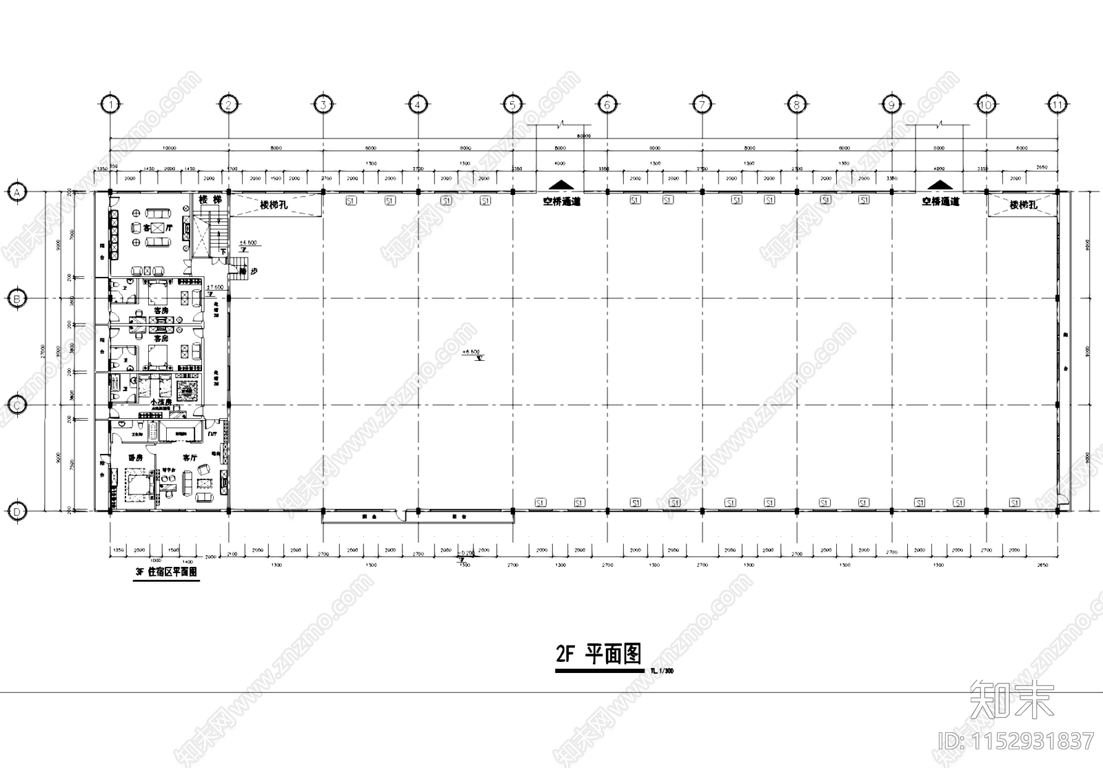 二层工业厂房车间及三层宿舍建筑cad施工图下载【ID:1152931837】