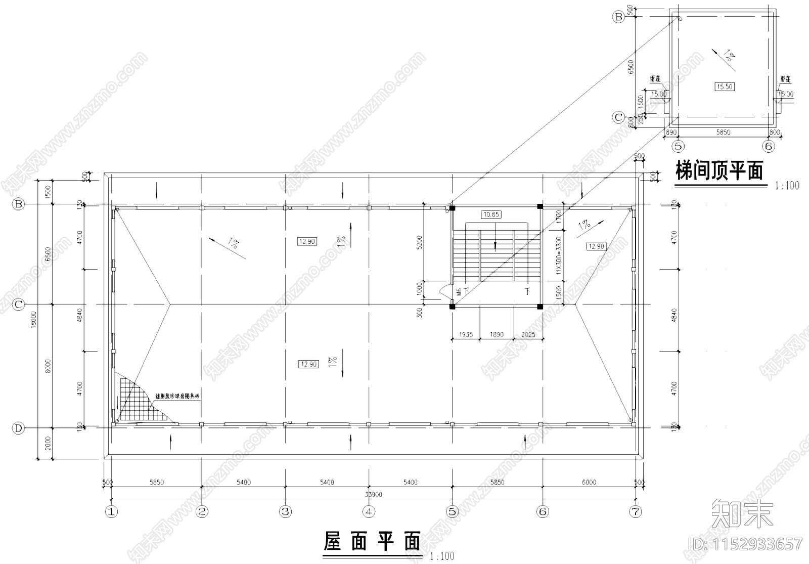 二层泵站厂房车间办公楼工业建筑cad施工图下载【ID:1152933657】
