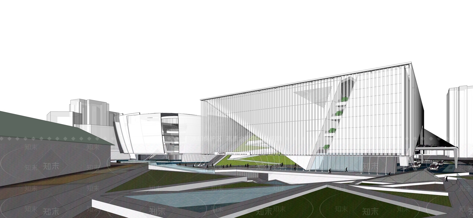 现代科学馆建筑设计SU模型下载【ID:1152940466】
