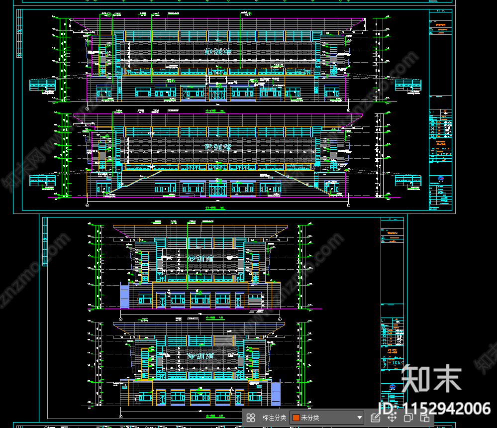 大学体育馆建筑cad施工图下载【ID:1152942006】