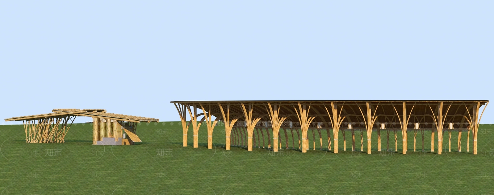 现代廊架3D模型下载【ID:1152942172】