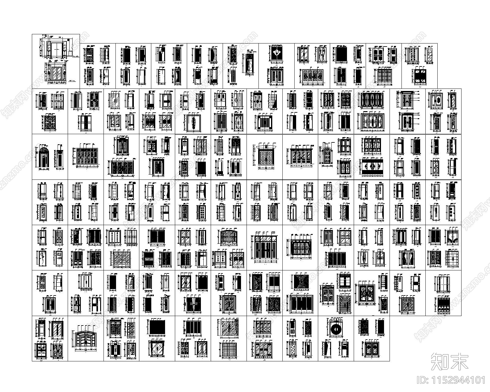 各类装饰门节点cad施工图下载【ID:1152944101】