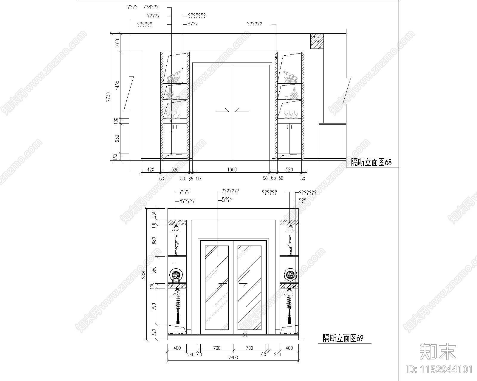 各类装饰门节点cad施工图下载【ID:1152944101】