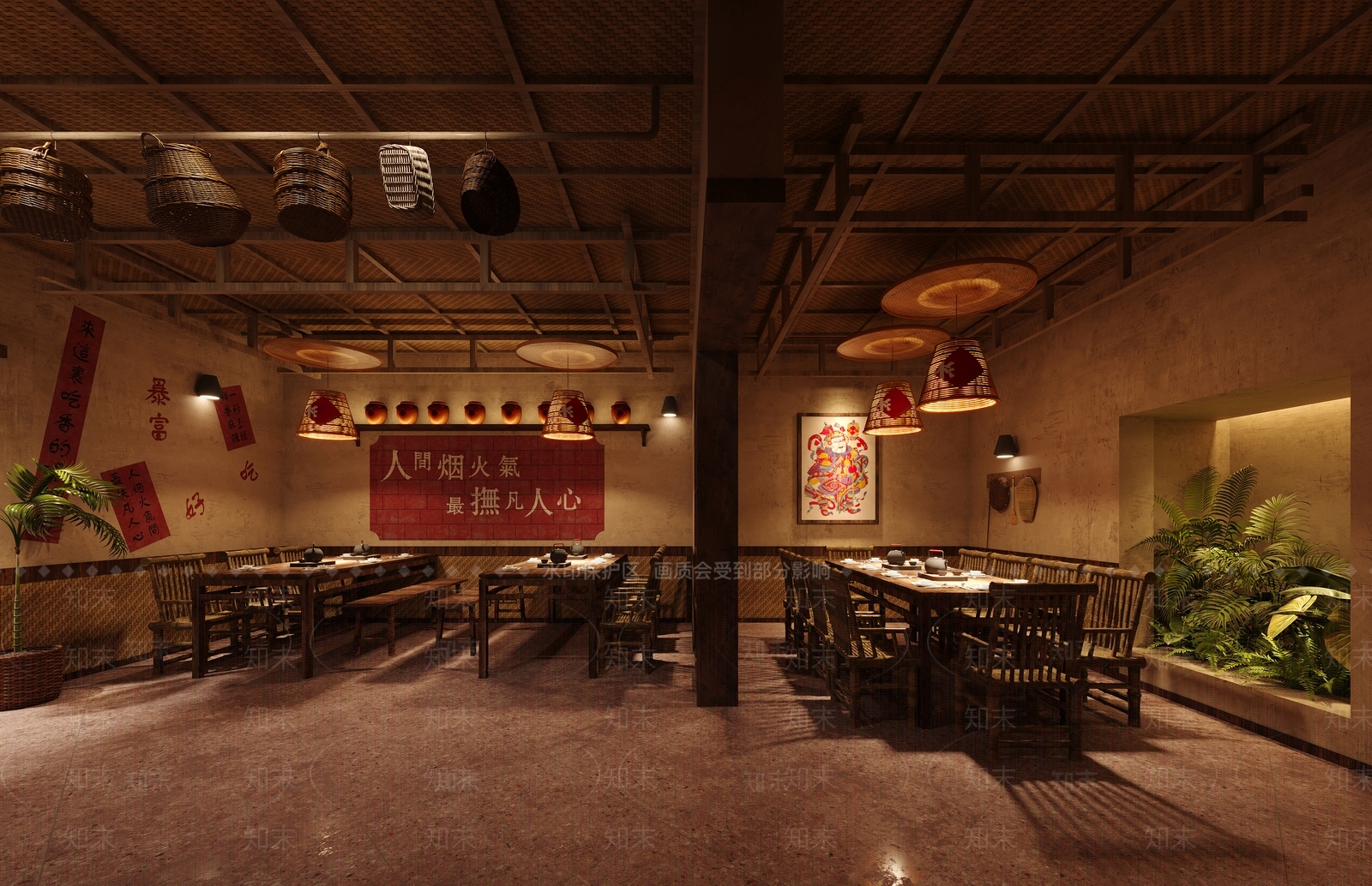 新中式火锅店3D模型下载【ID:1214294412】
