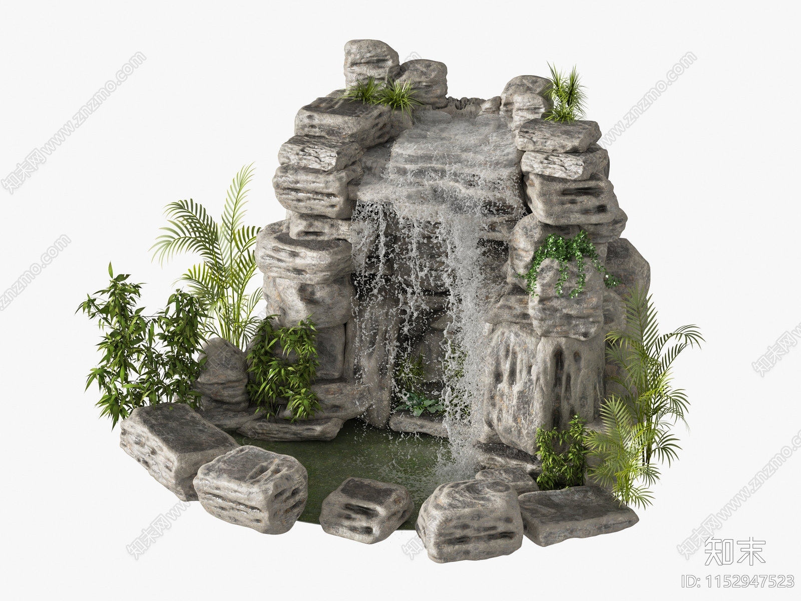 现代假山水景3D模型下载【ID:1152947523】