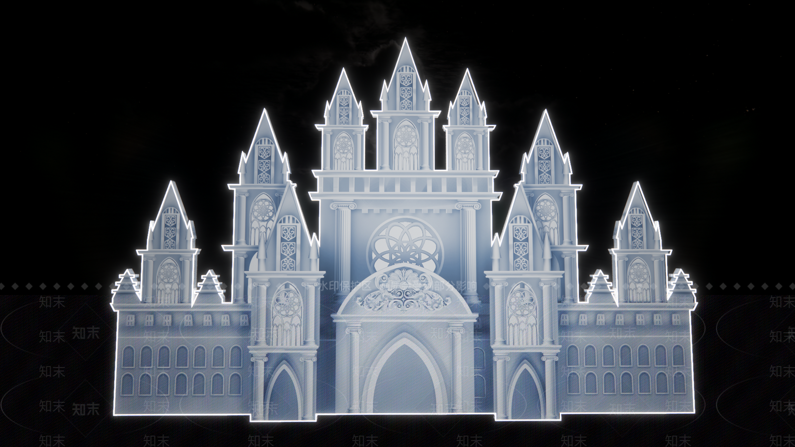 欧式婚礼城堡蓝色美陈SU模型下载【ID:1152948515】