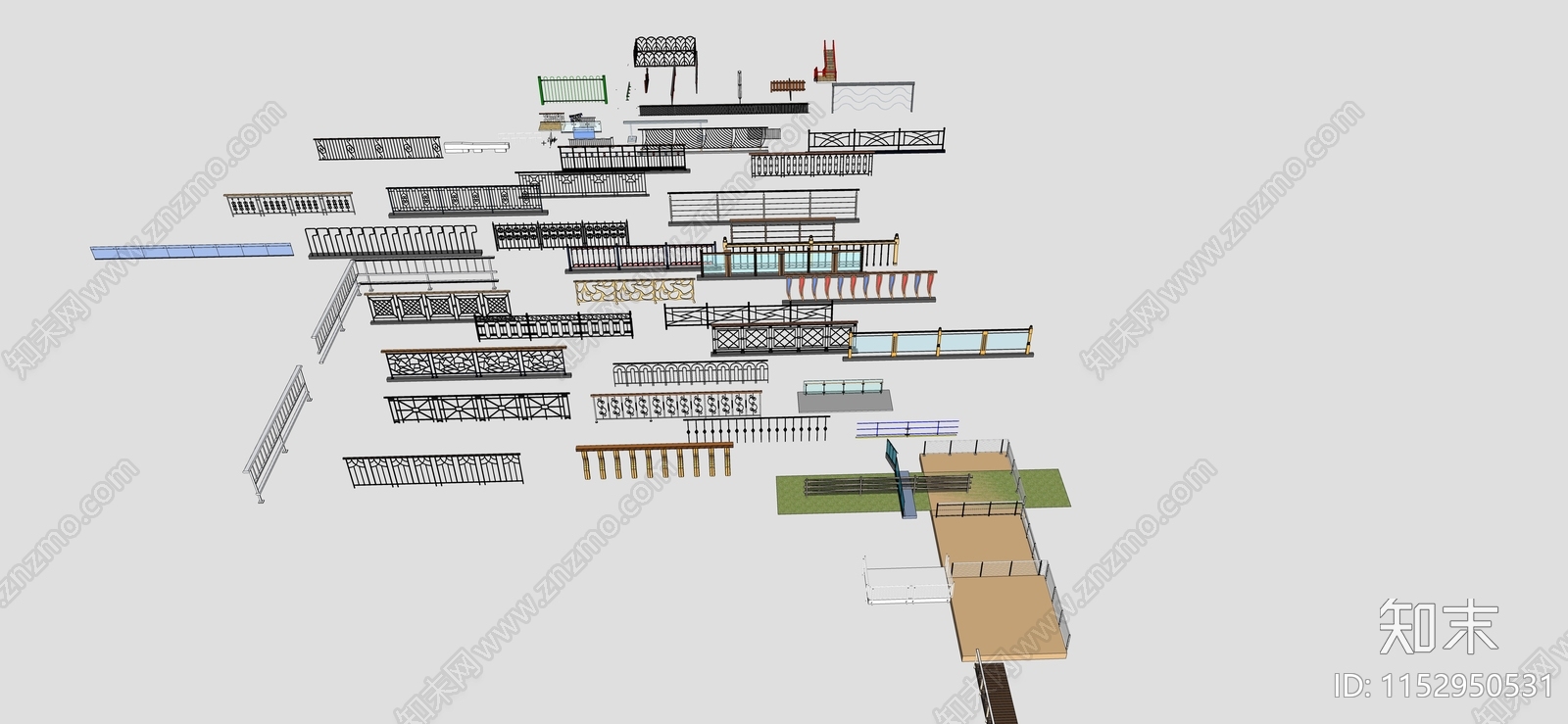 欧式铁艺护栏SU模型下载【ID:1152950531】