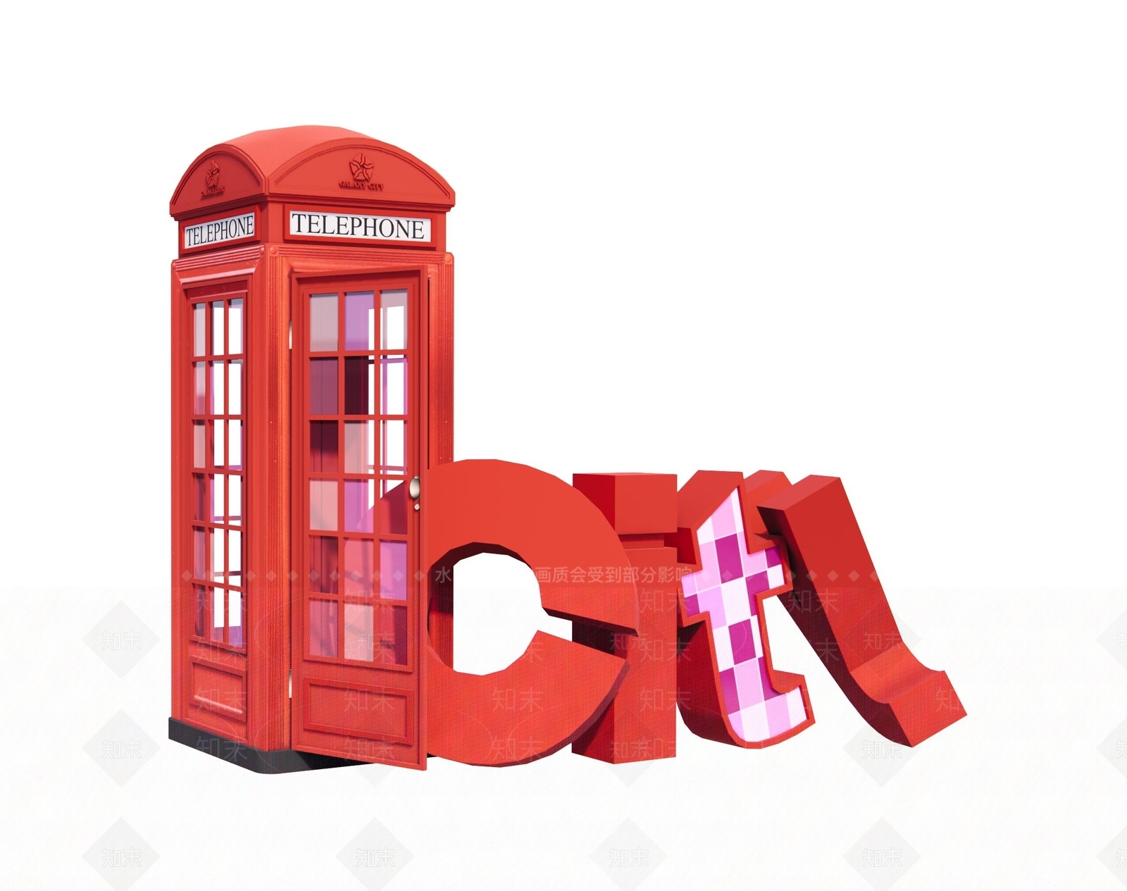 现代复古电话亭美陈SU模型下载【ID:1152950595】