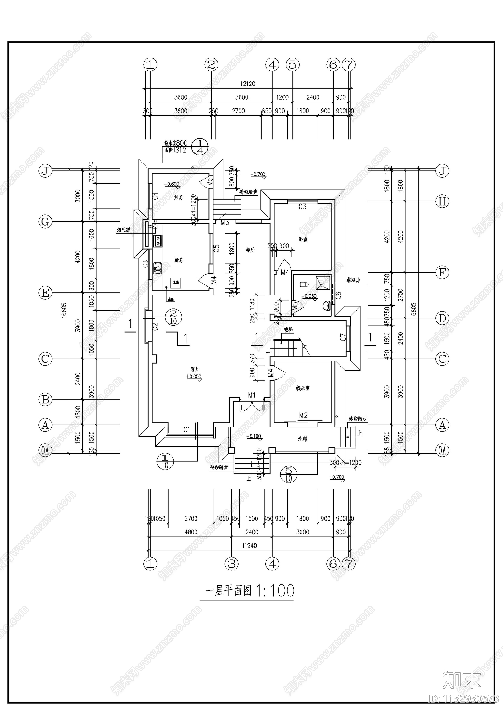 自建房建筑cad施工图下载【ID:1152950673】