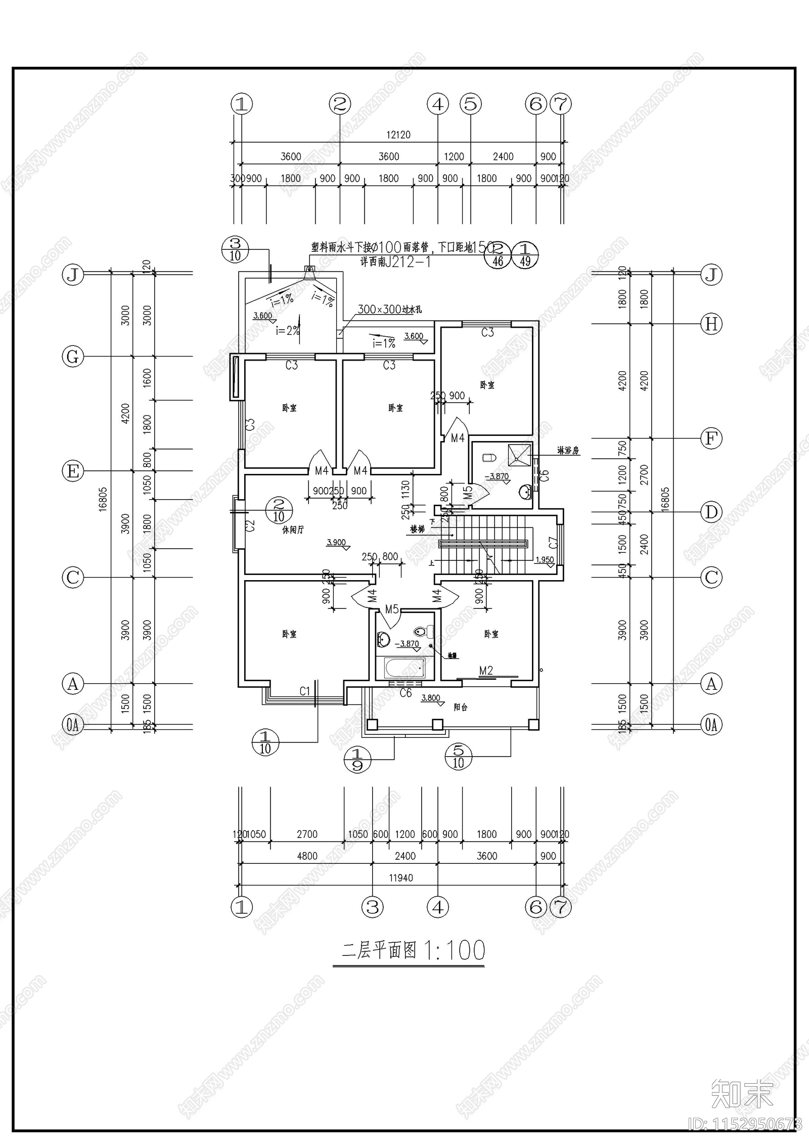 自建房建筑cad施工图下载【ID:1152950673】