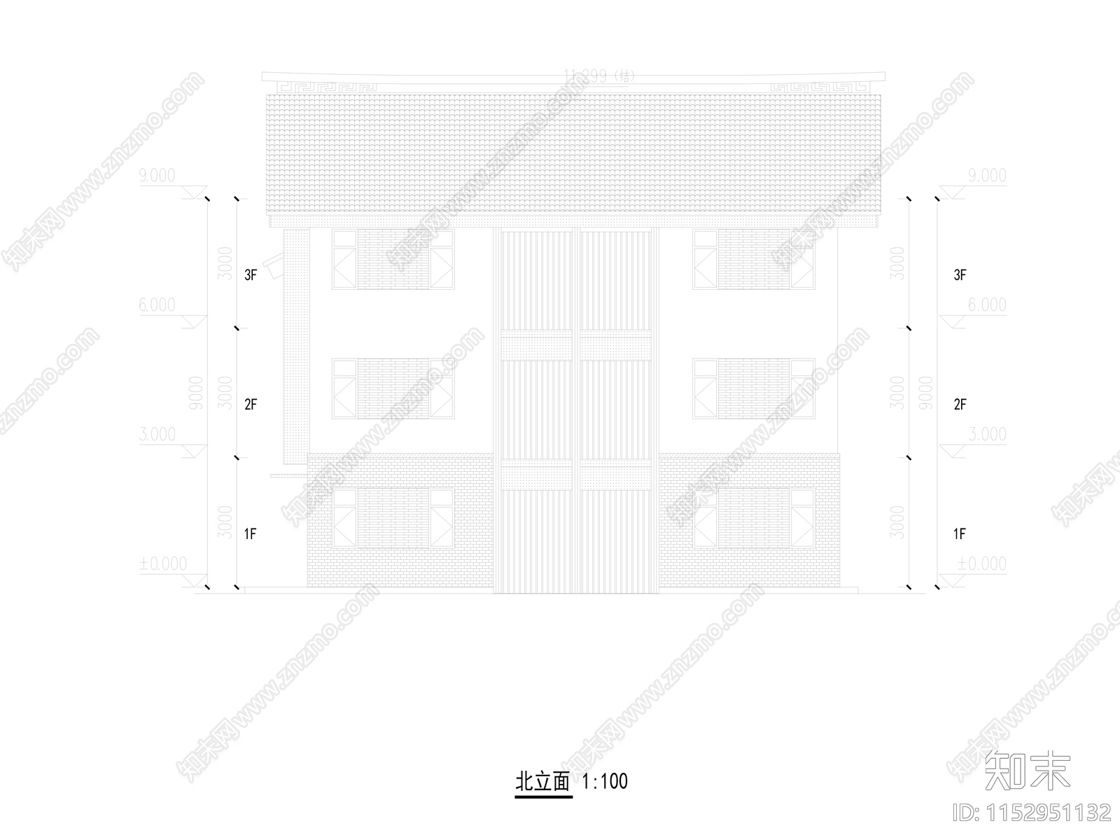 民宿建筑cad施工图下载【ID:1152951132】