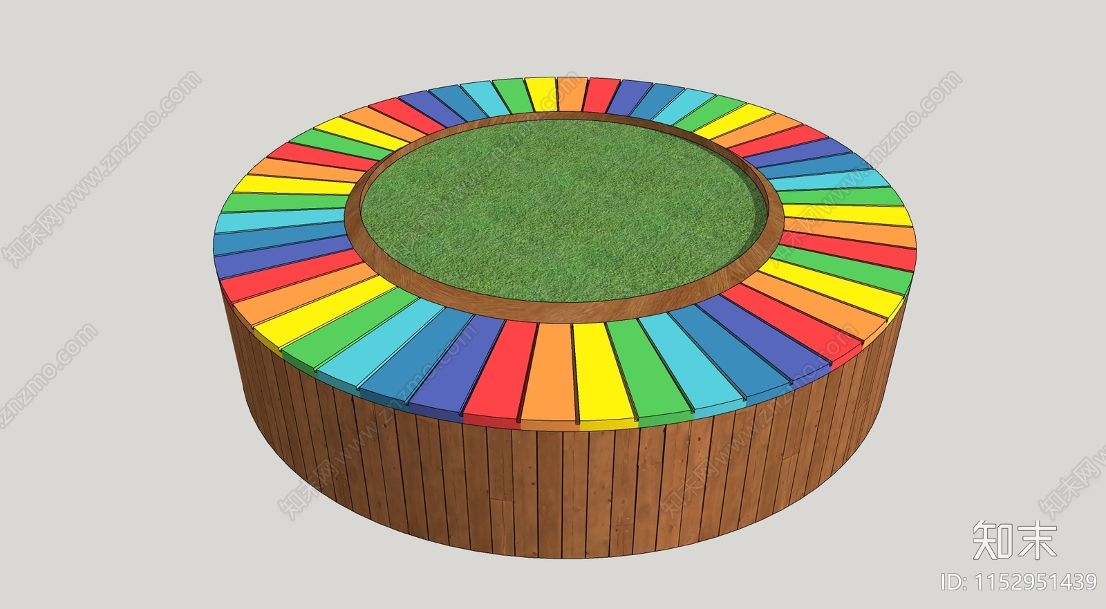 现代彩虹树池座椅SU模型下载【ID:1152951439】