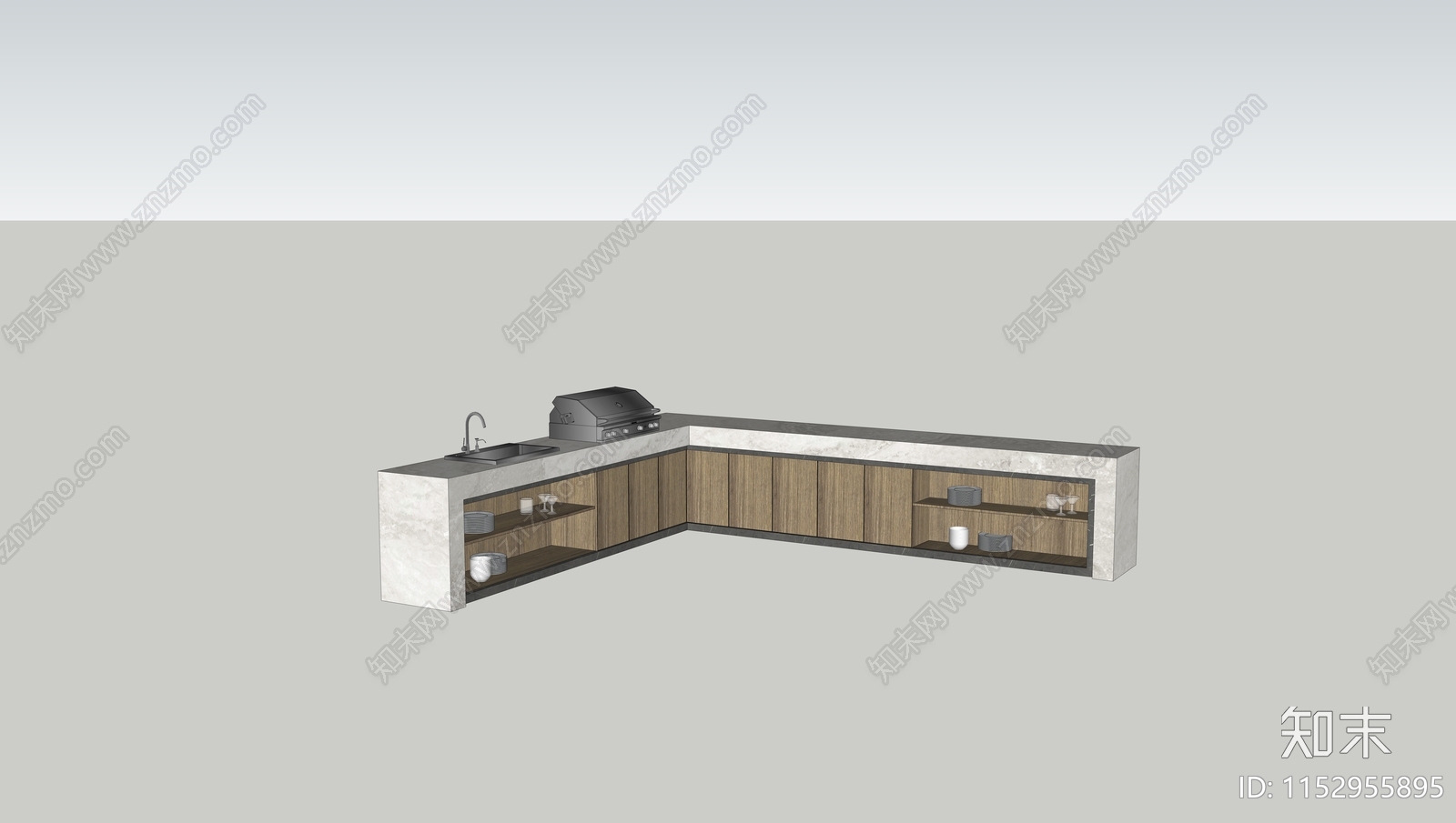 现代L型操作台SU模型下载【ID:1152955895】