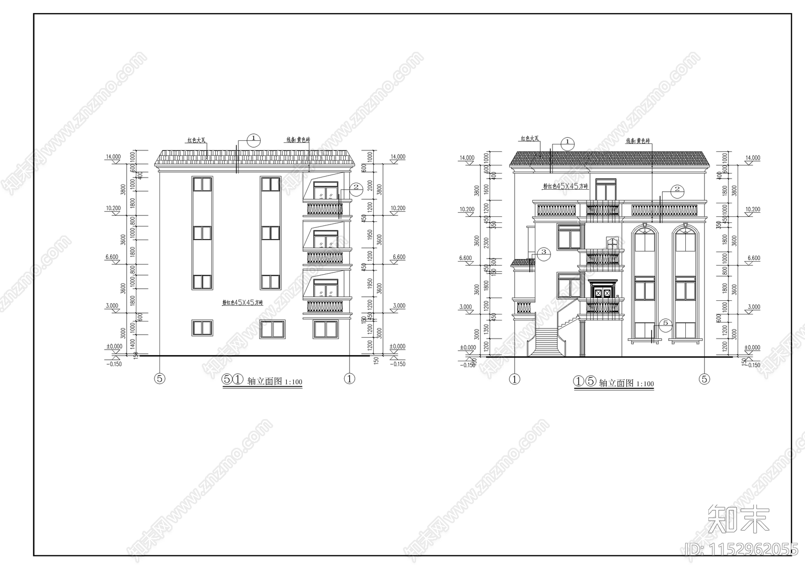 小型别墅建筑cad施工图下载【ID:1152962055】