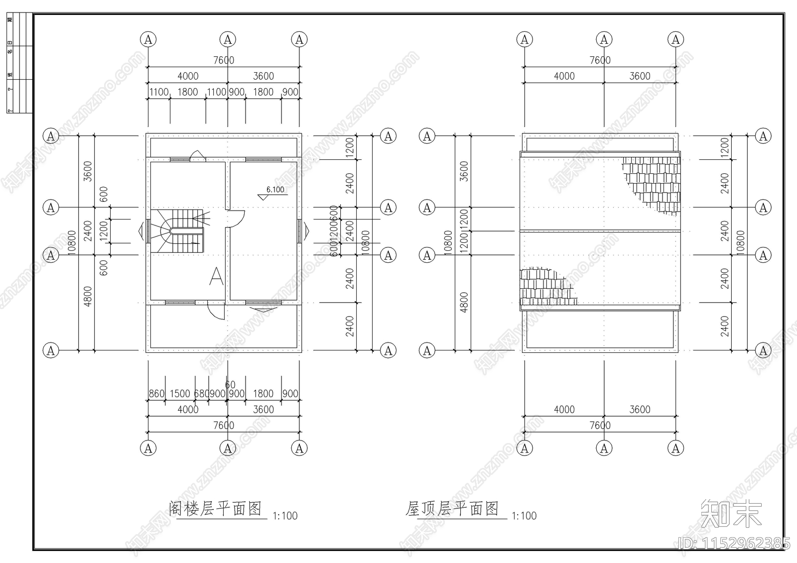 乡村别墅建筑cad施工图下载【ID:1152962385】