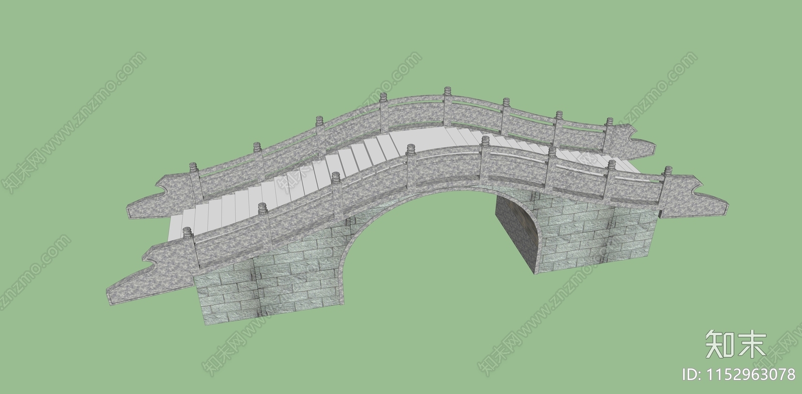 中式景观石桥SU模型下载【ID:1152963078】
