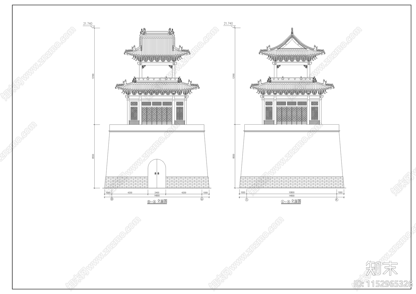 古代建筑cad施工图下载【ID:1152965326】