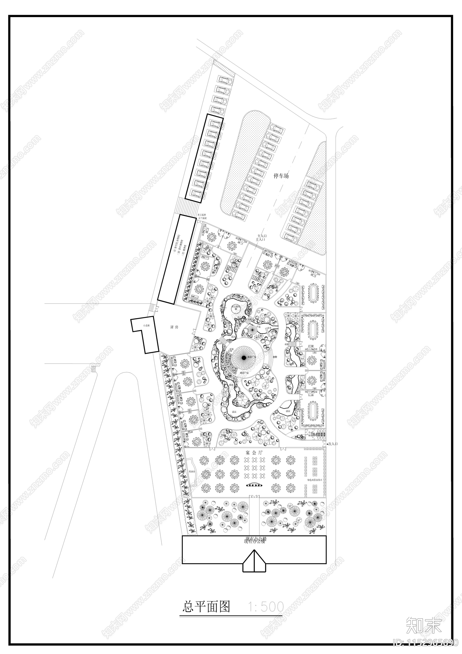 小游园绿化平面图cad施工图下载【ID:1152965690】