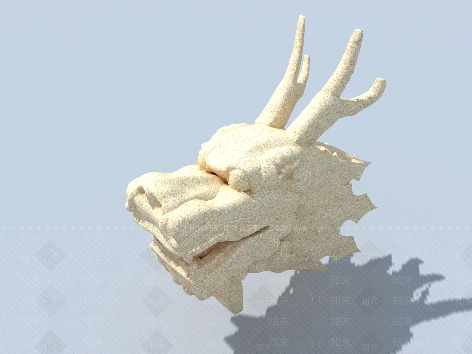 新中式雕塑摆件3D模型渲染效果图