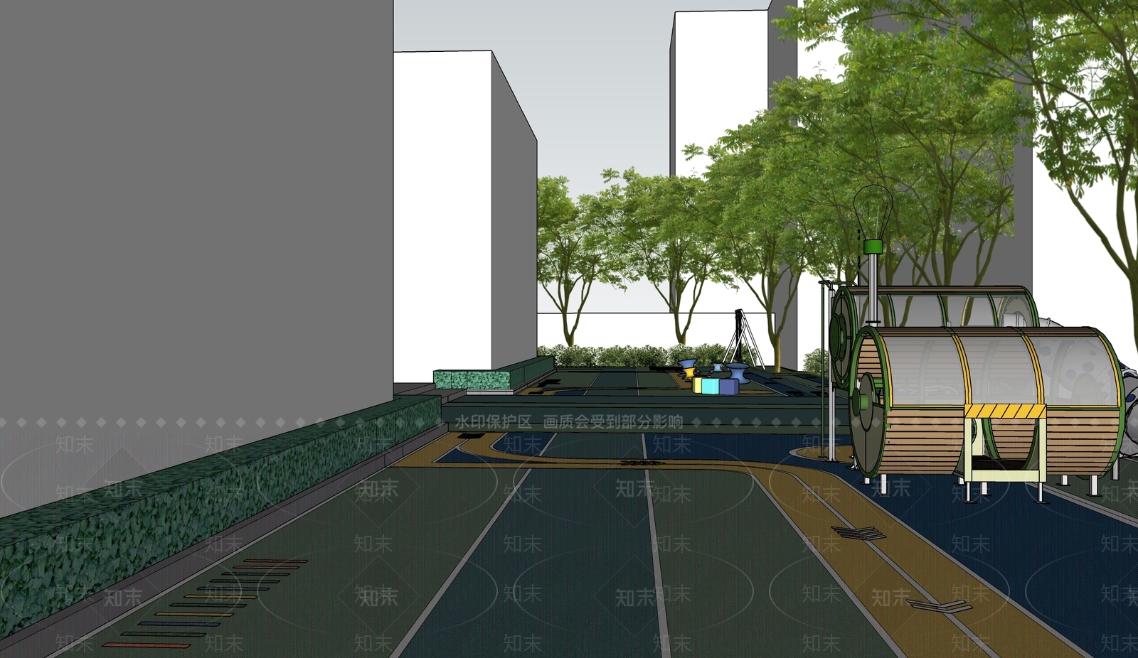 现代校园景观SU模型下载【ID:1152972412】