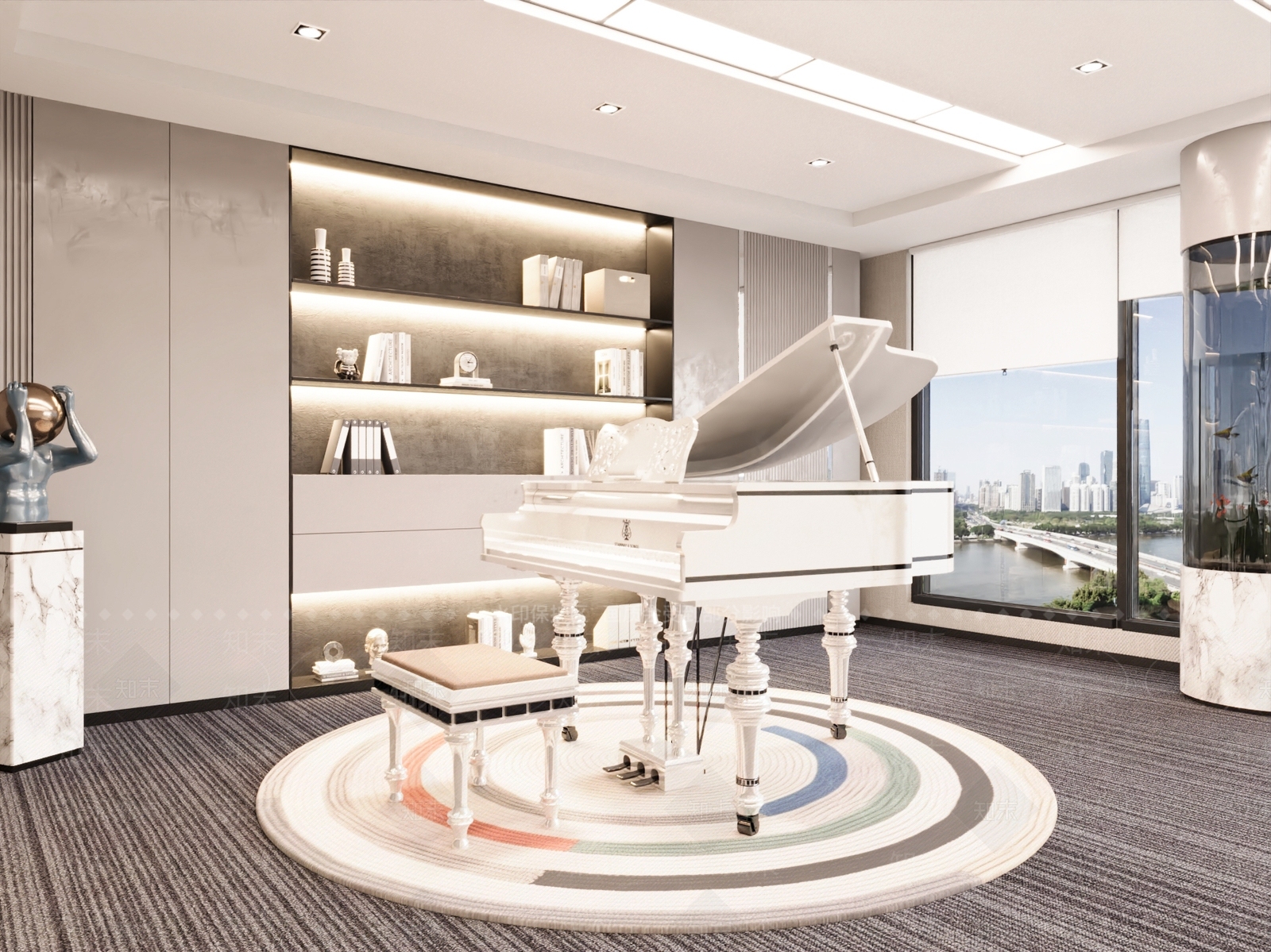 现代家居琴房SU模型下载【ID:1152977466】