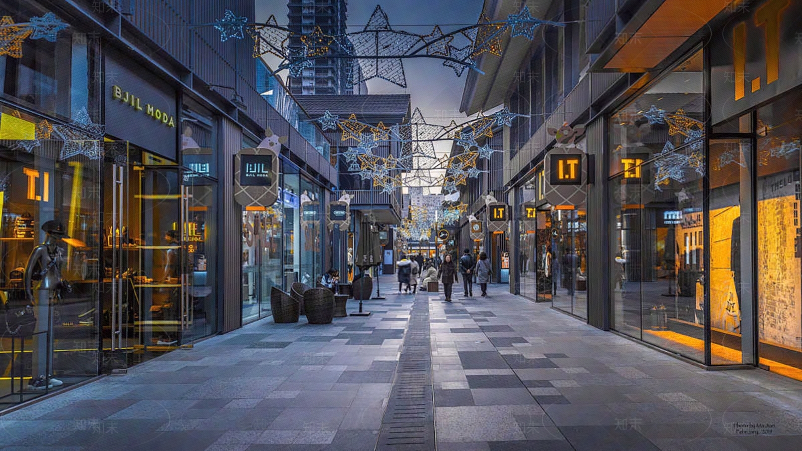 商业街街道外景贴图下载【ID:1152980939】