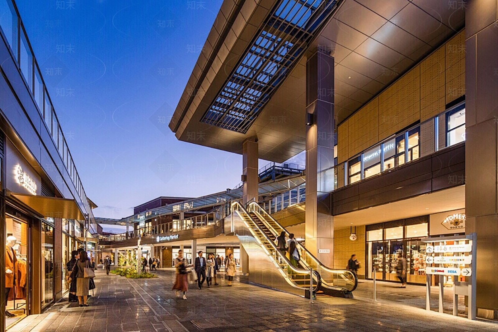 商业街街道外景夜景贴图下载【ID:1152981122】