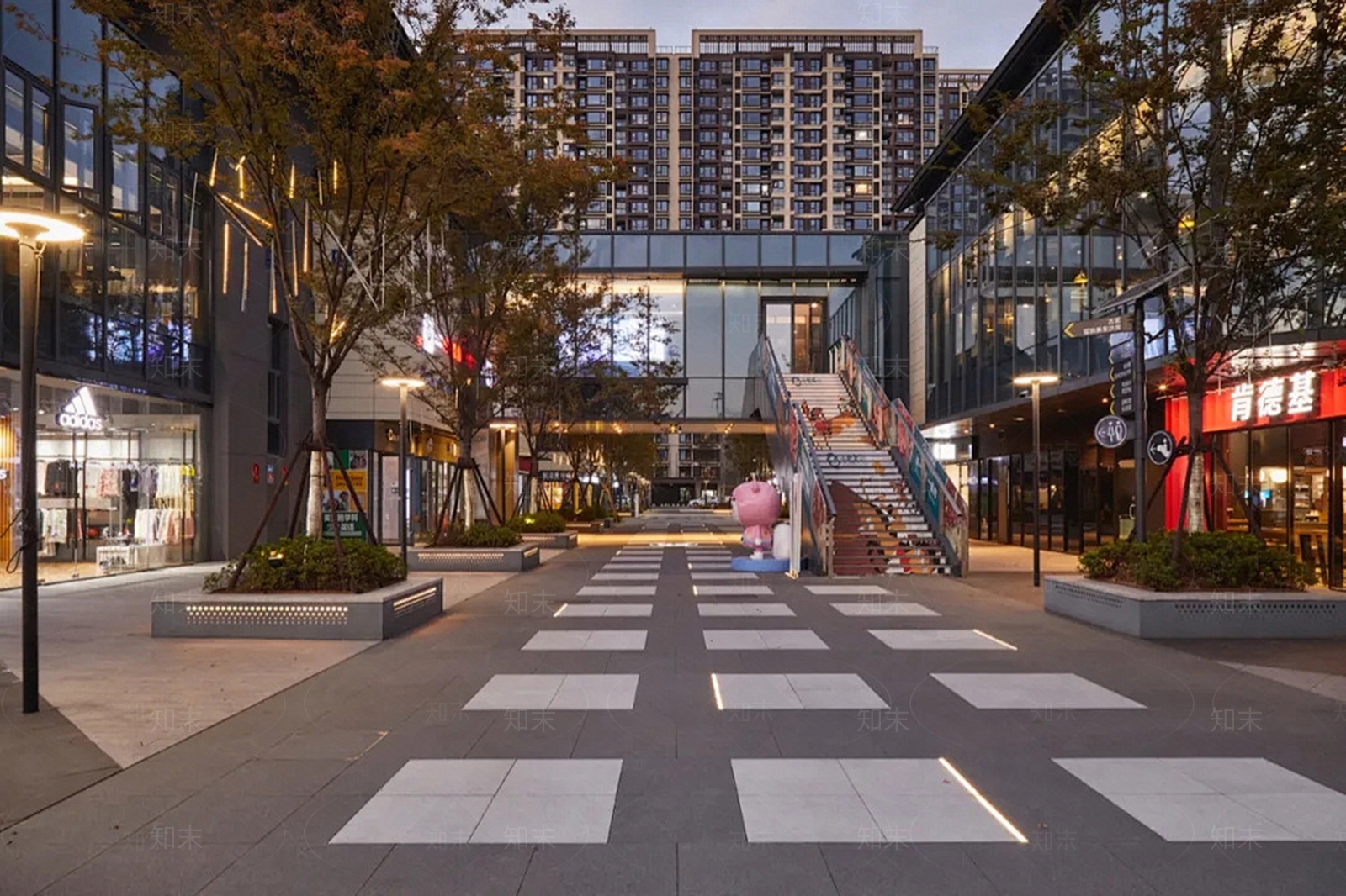 商业街街道外景夜景贴图下载【ID:1152981581】