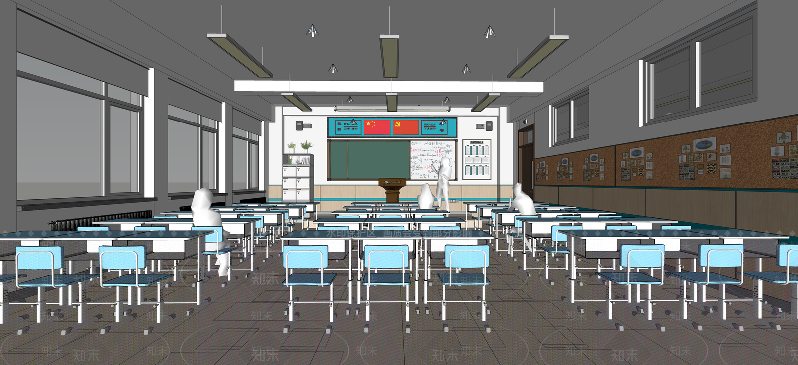 现代学校教室SU模型下载【ID:1152983502】