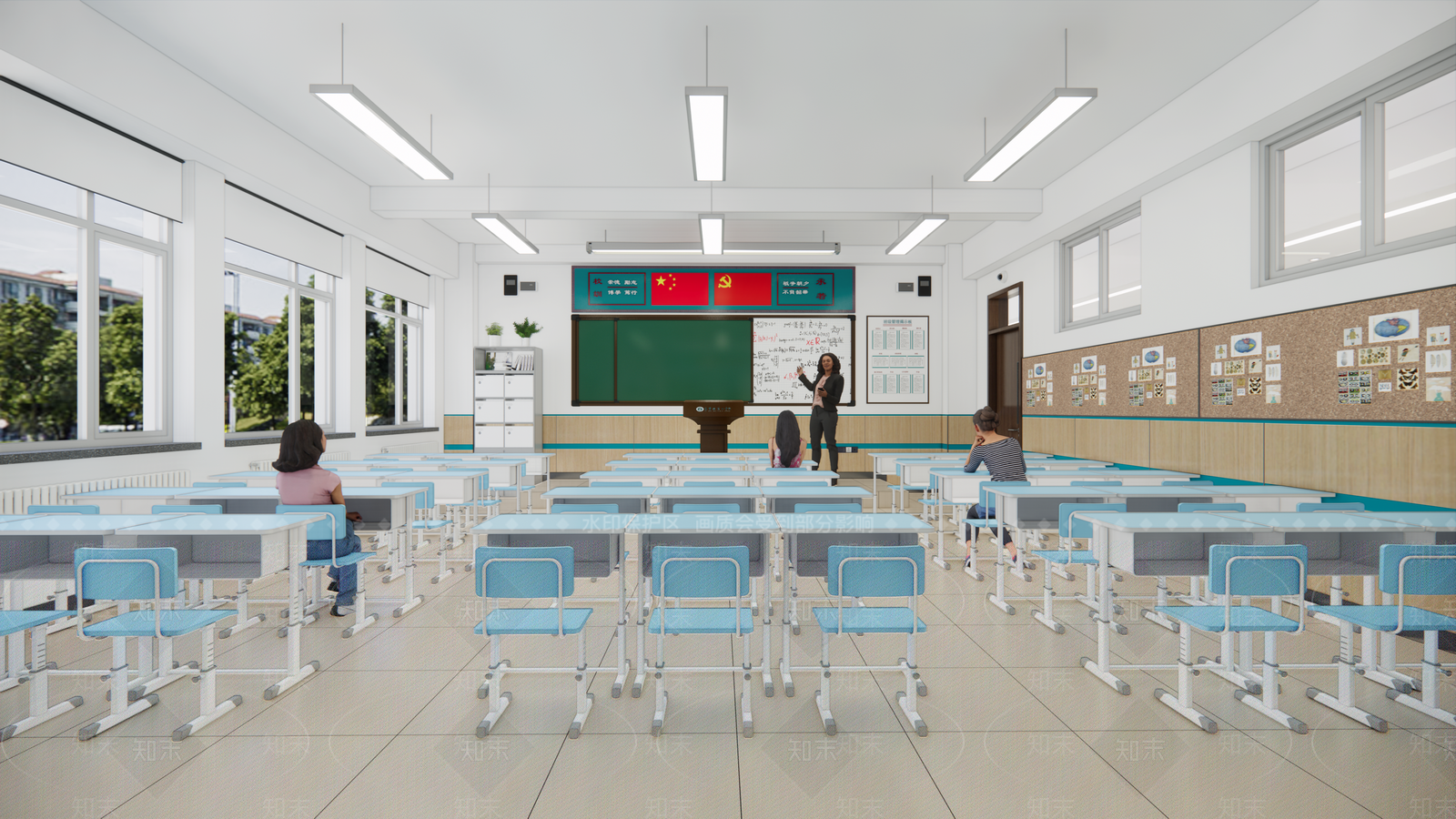 现代学校教室SU模型下载【ID:1152983502】