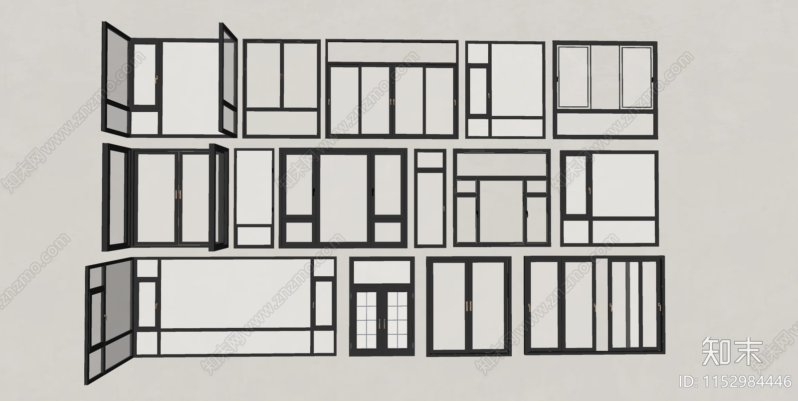现代窗户组合SU模型下载【ID:1152984446】
