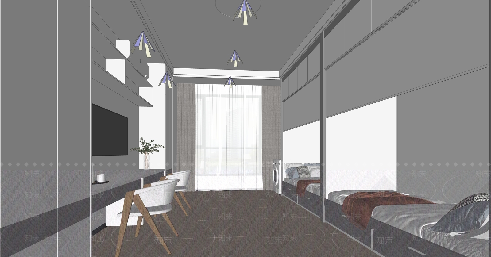现代学校宿舍SU模型下载【ID:1152985024】