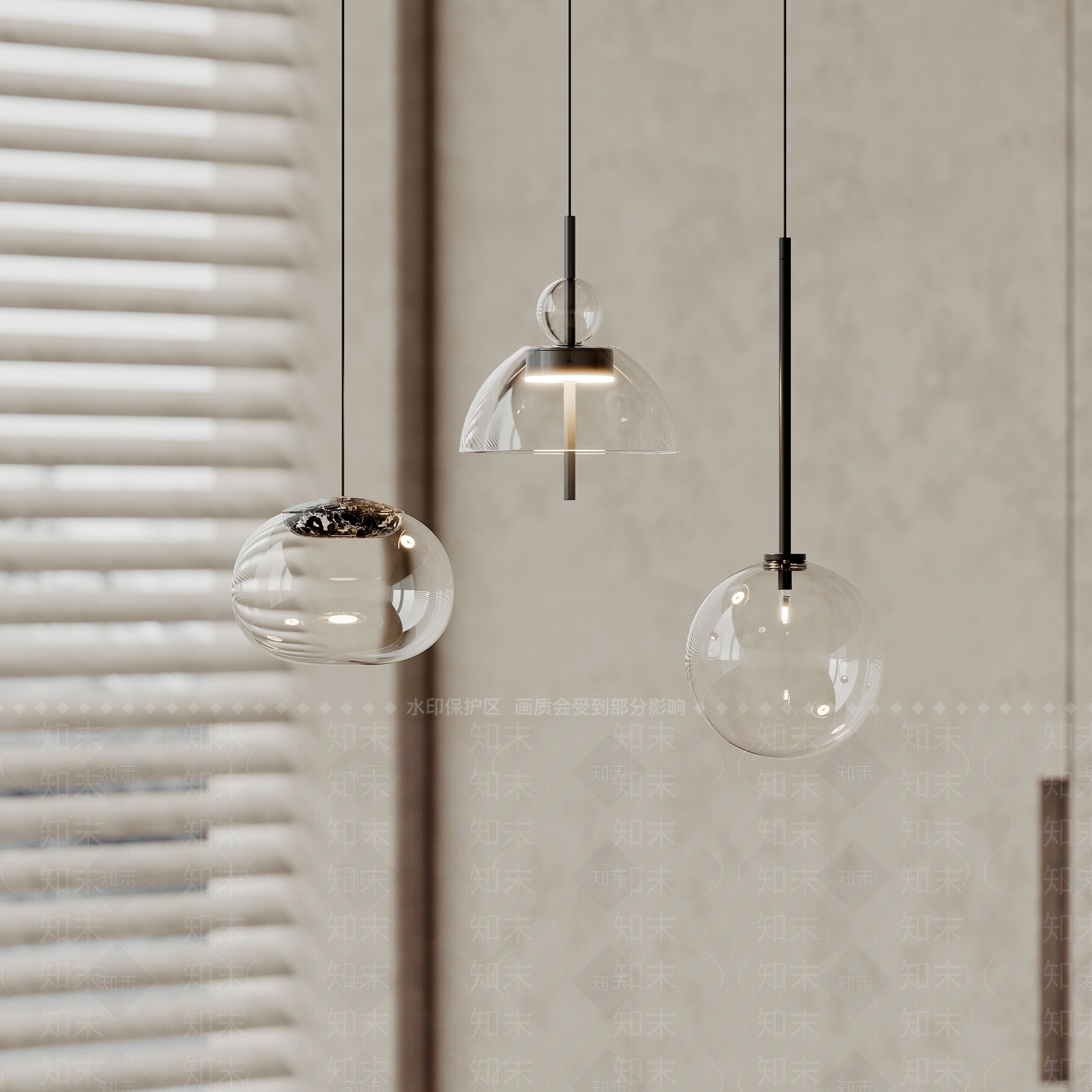 现代玻璃小吊灯SU模型下载【ID:1152986075】