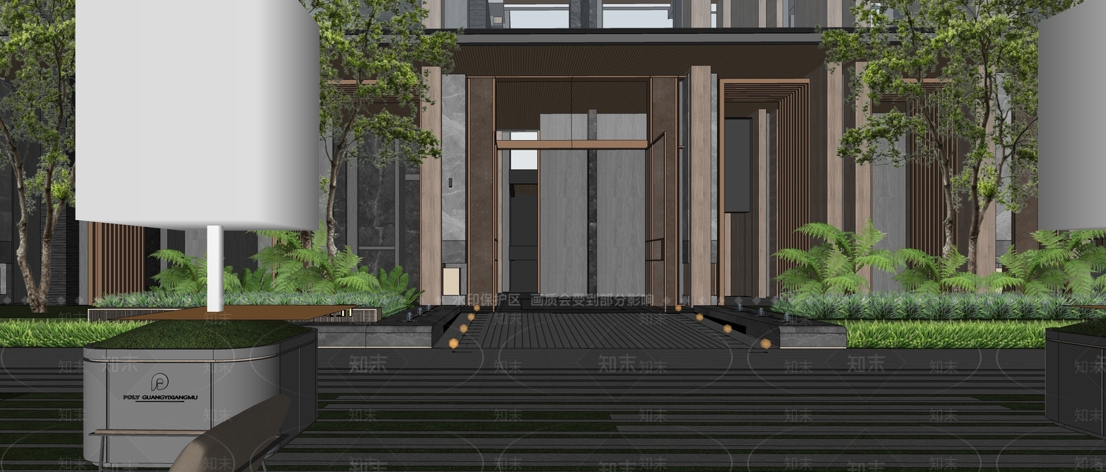 现代小区单元门SU模型下载【ID:1152986508】