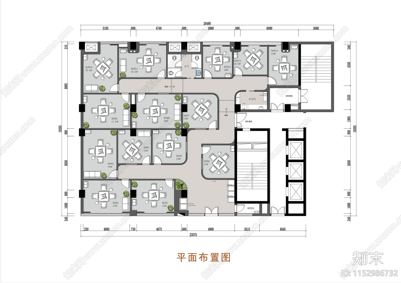 300㎡共享棋牌室平面图cad施工图下载【ID:1152986732】