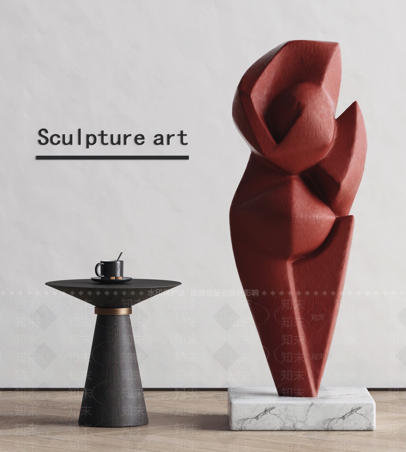 现代抽象艺术雕塑摆件3D模型下载【ID:1152987334】