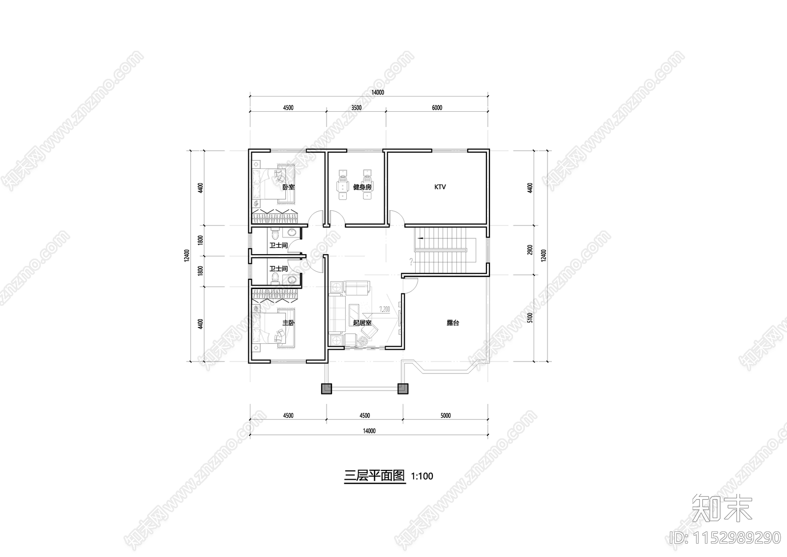 家装平面图cad施工图下载【ID:1152989290】