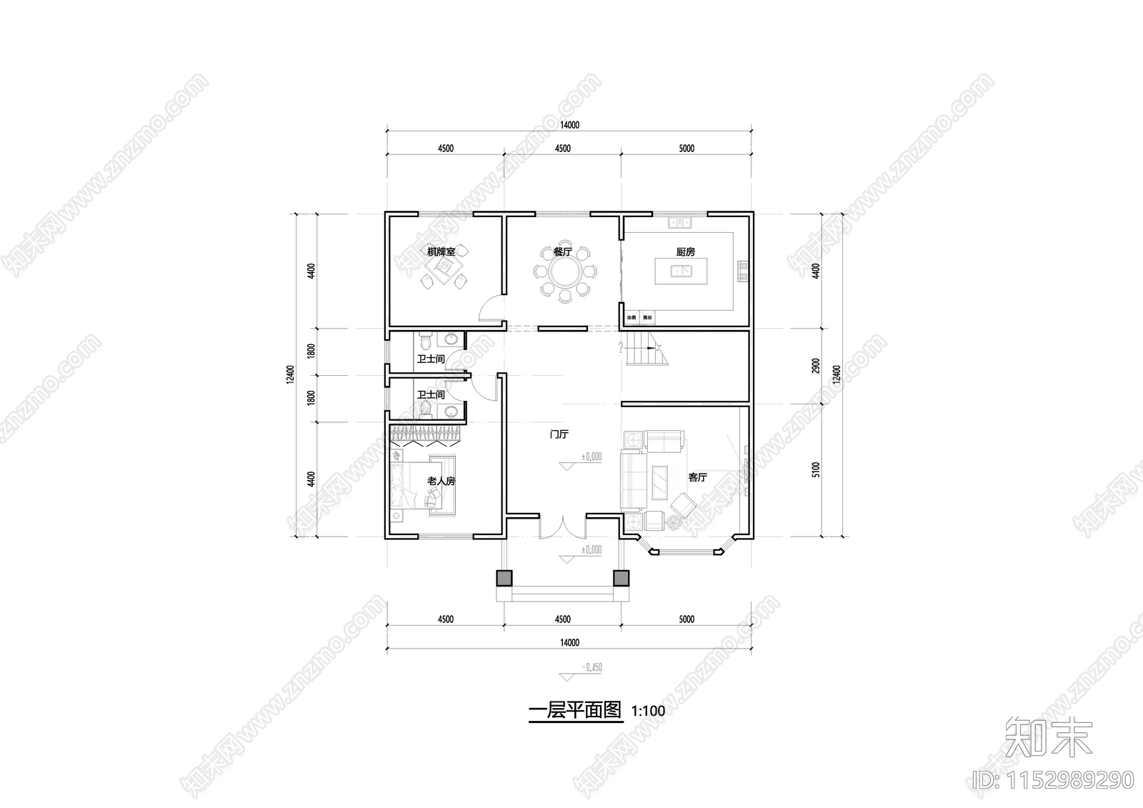 家装平面图cad施工图下载【ID:1152989290】