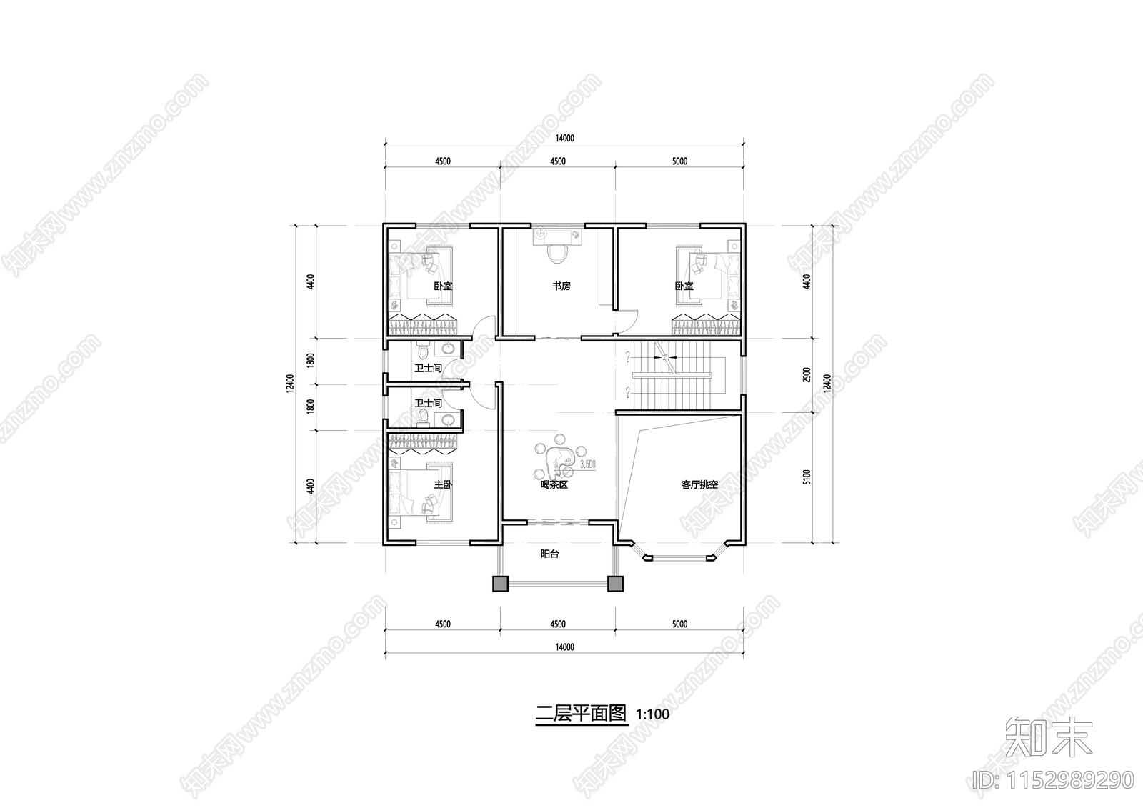 家装平面图cad施工图下载【ID:1152989290】