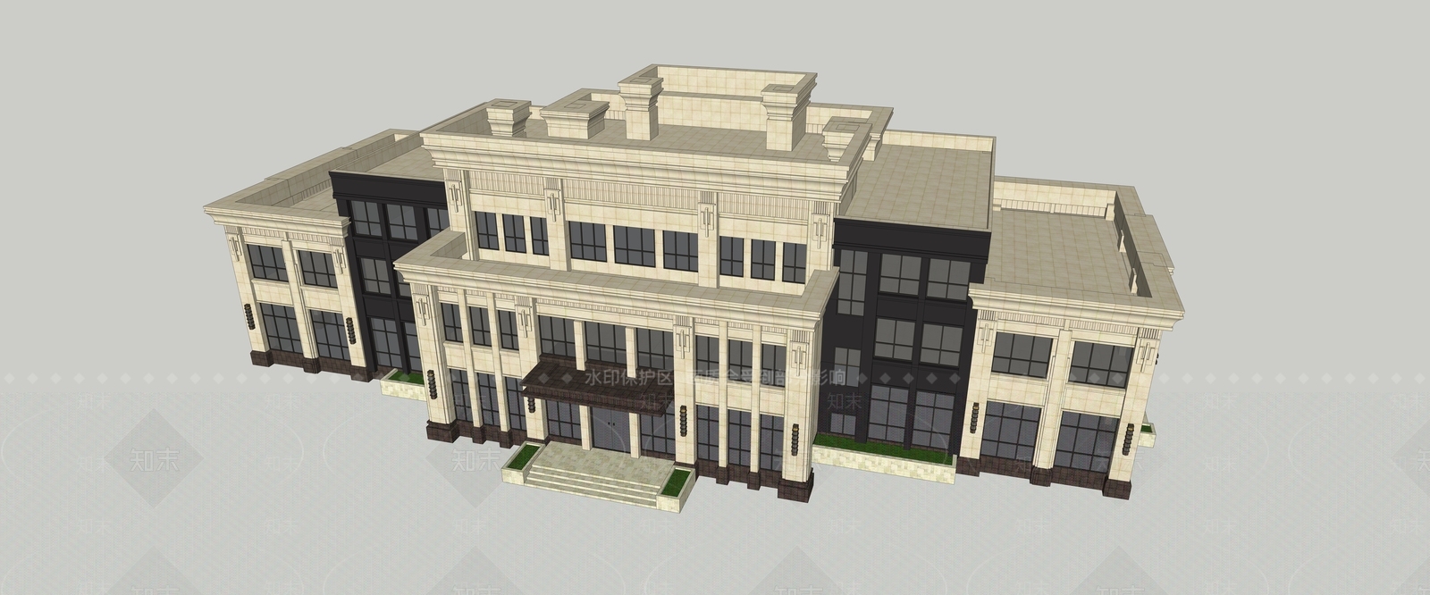 古典风格会所建筑SU模型下载【ID:1153009262】