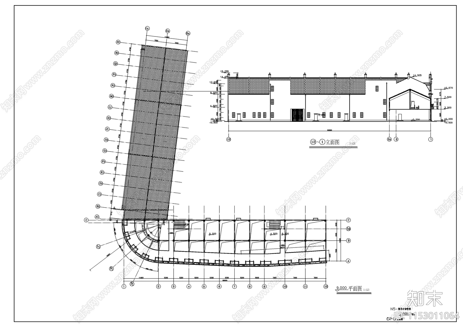 沿街咖啡馆建筑cad施工图下载【ID:1153011064】