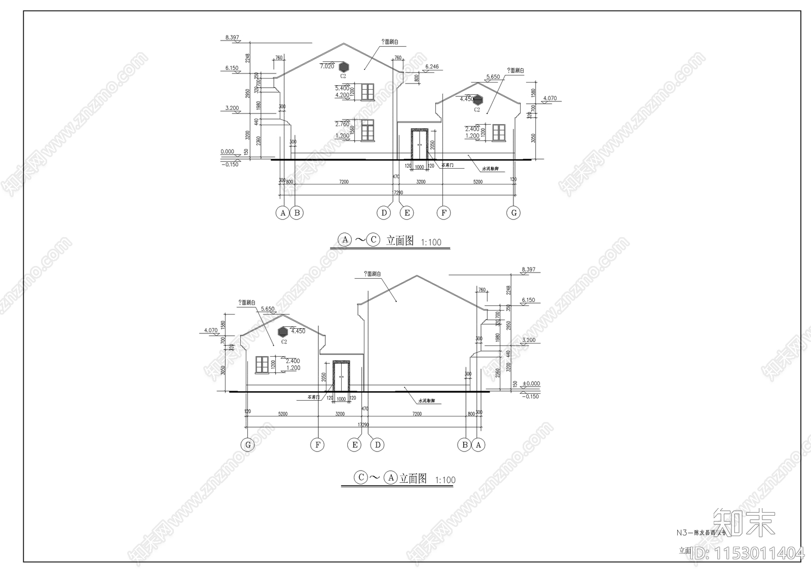 沿街西服店古建筑cad施工图下载【ID:1153011404】