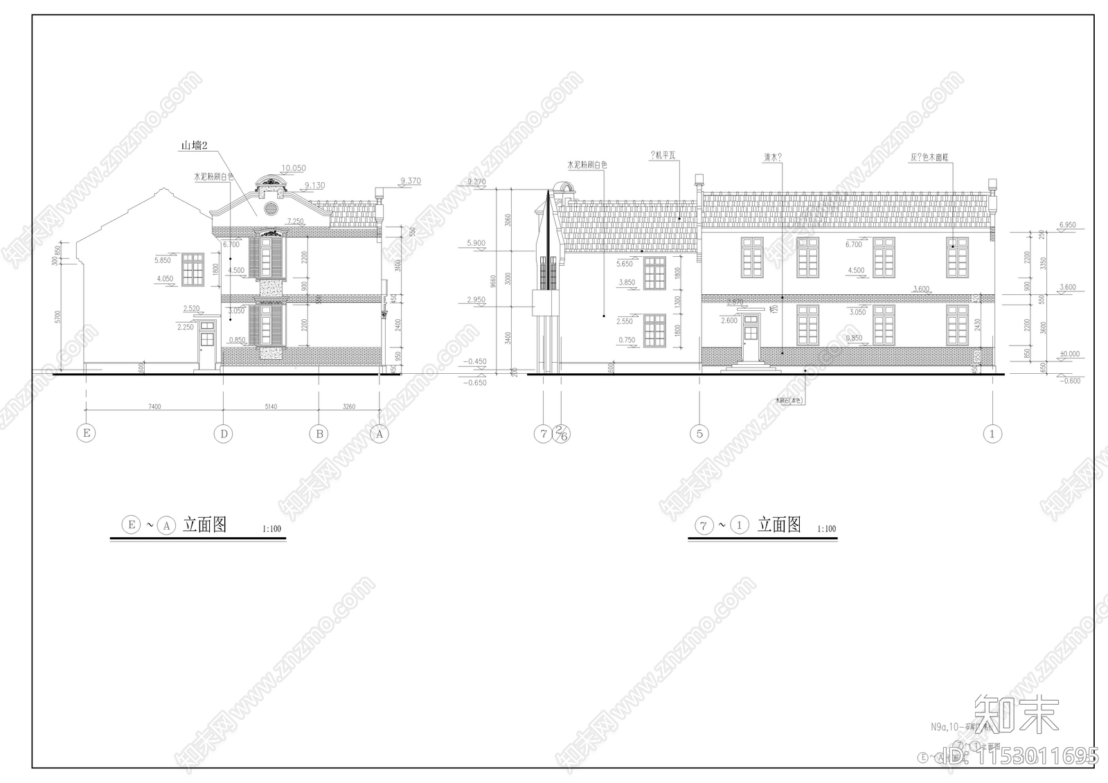 沿街门库笔行古建筑cad施工图下载【ID:1153011695】