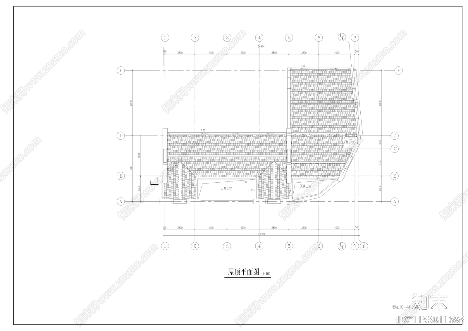 沿街门库笔行古建筑cad施工图下载【ID:1153011695】