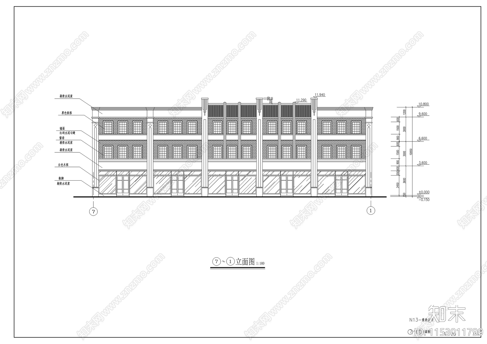 沿街古建筑cad施工图下载【ID:1153011799】