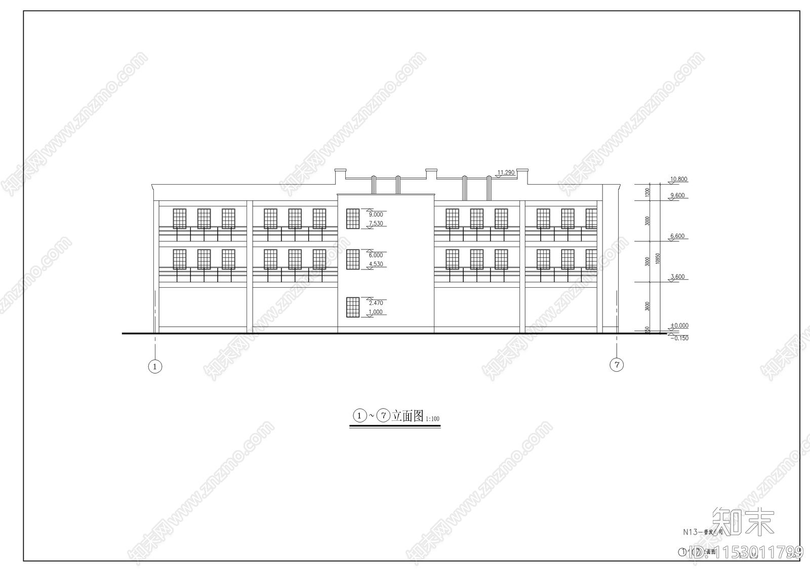 沿街古建筑cad施工图下载【ID:1153011799】