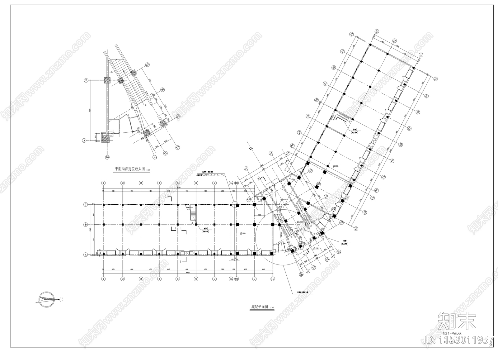 沿街古建筑大戏院建筑cad施工图下载【ID:1153011957】