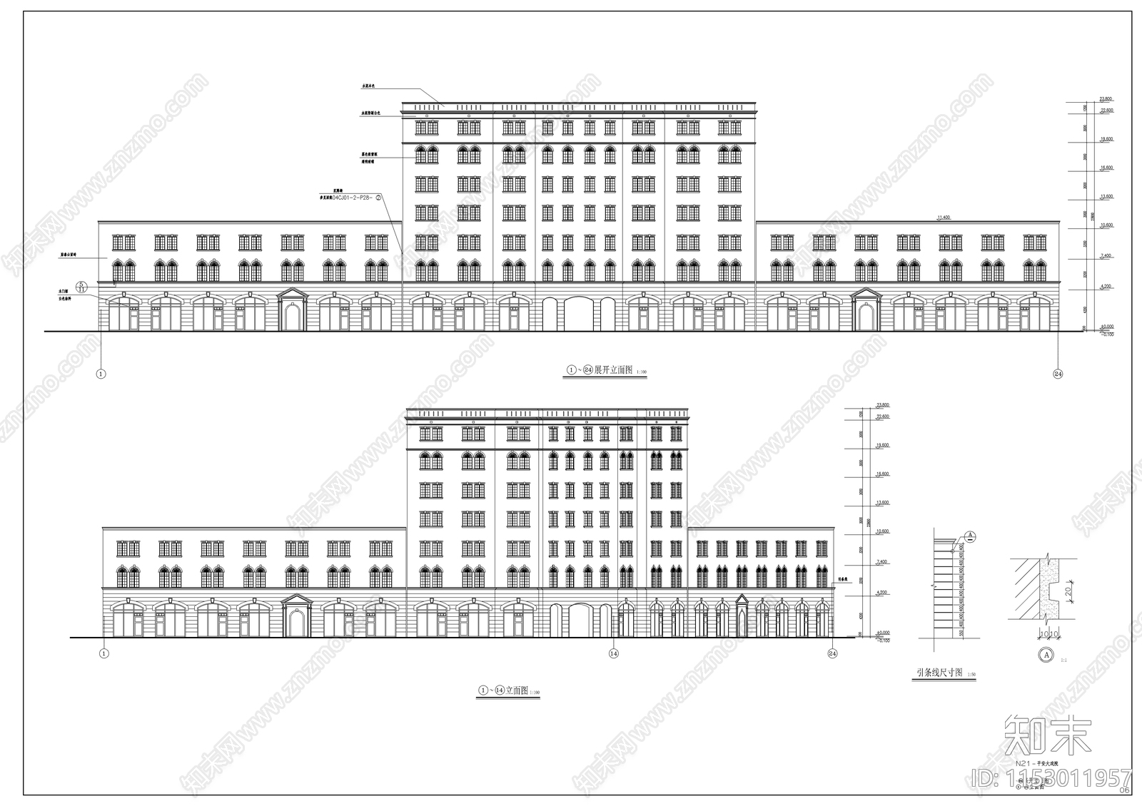 沿街古建筑大戏院建筑cad施工图下载【ID:1153011957】