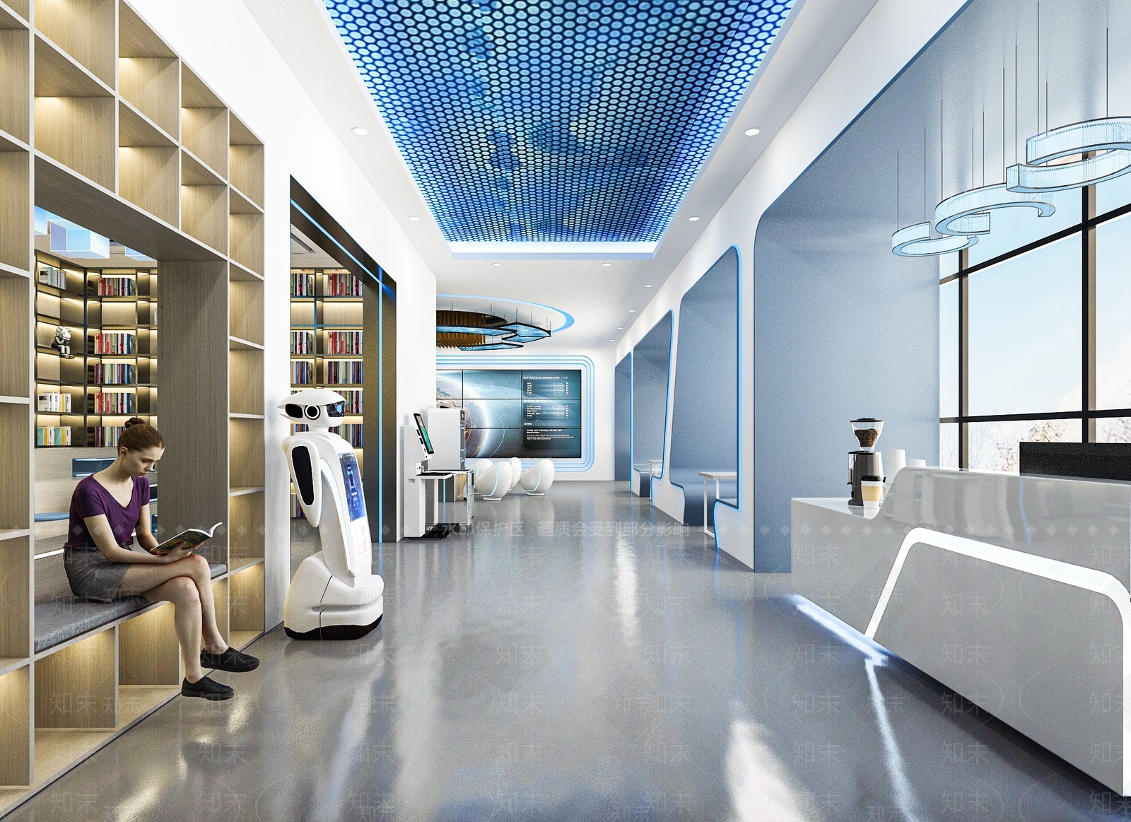 现代科技图书馆3D模型下载【ID:1153012161】